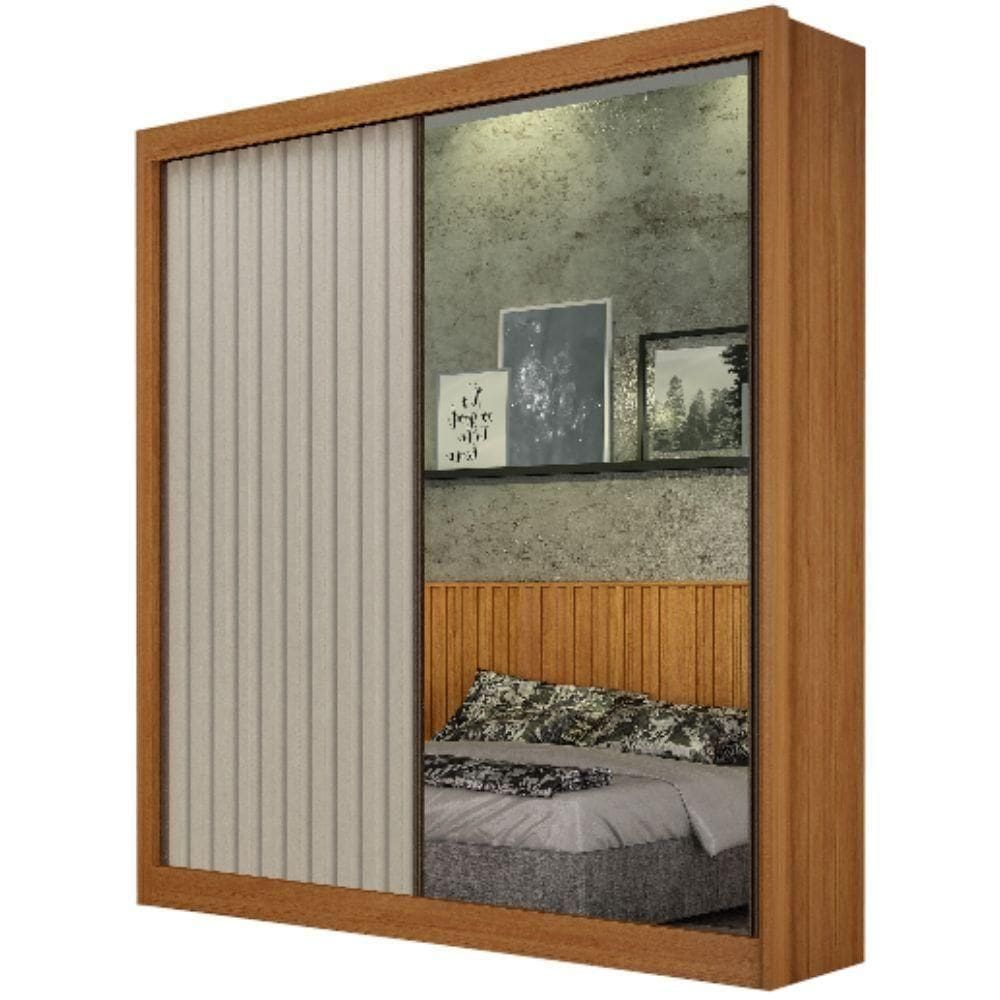 Guarda Roupa Ripado Cinamomo Off White 2 Portas 3 Gavetas Leifer Móveis