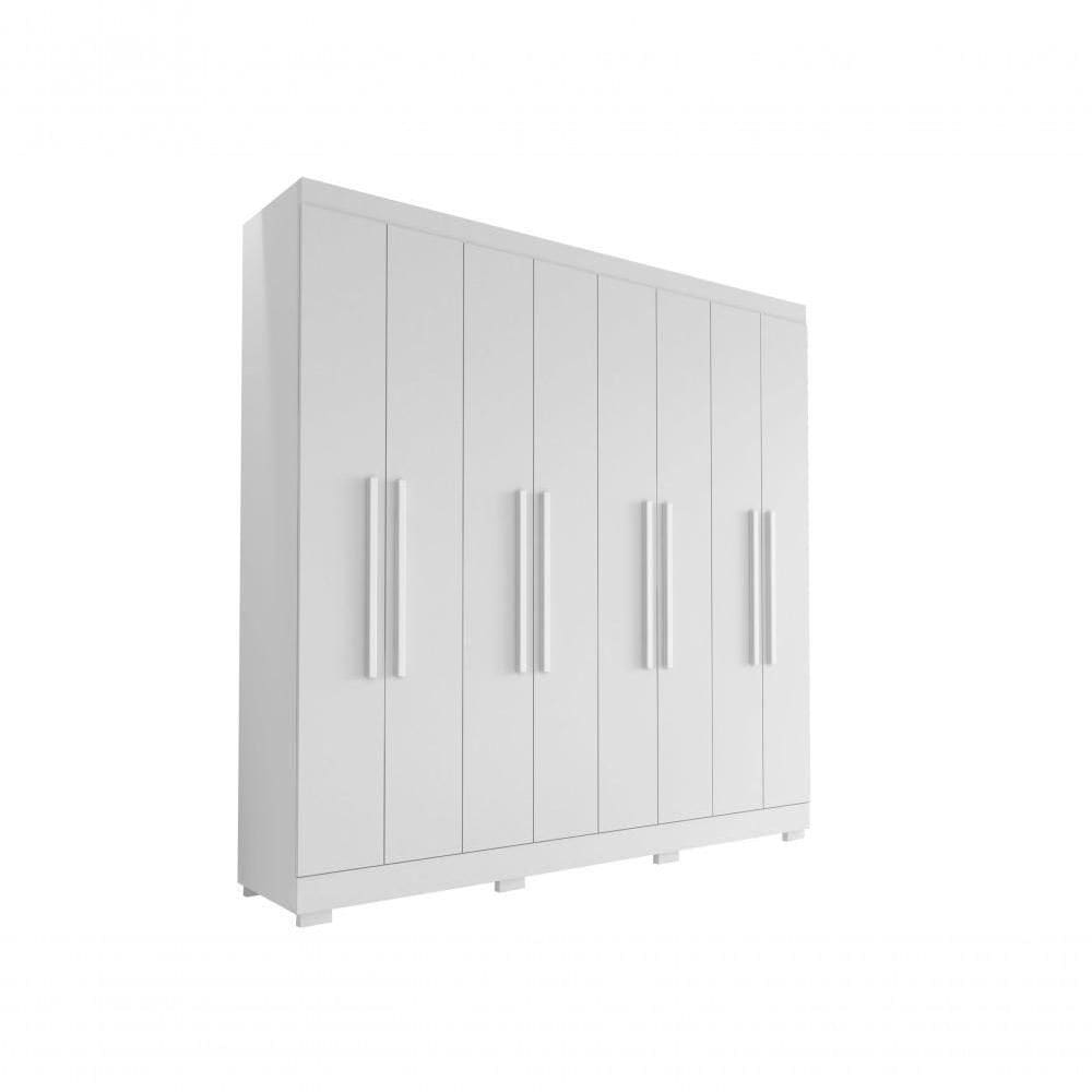 Guarda Roupa Casal Porto 8 Portas 4 Gavetas Branco Brilho - Aramóveis
