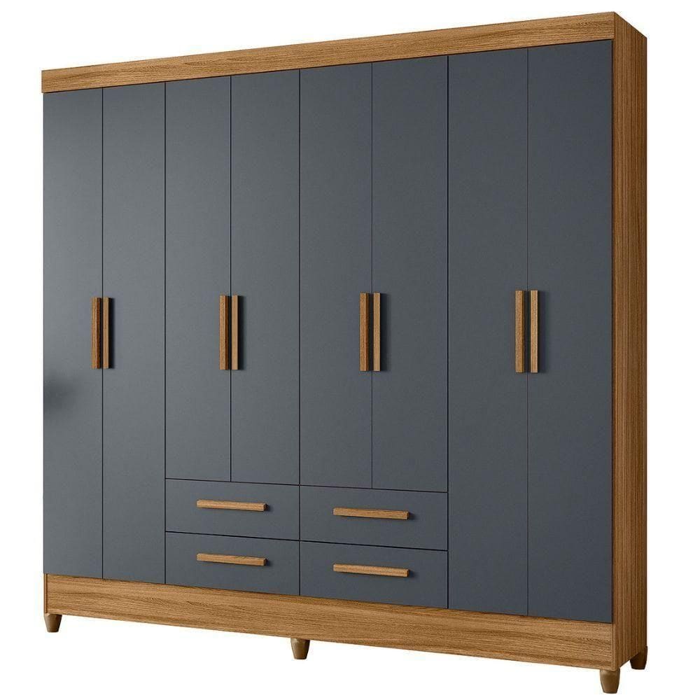 Guarda Roupa Casal 8 Portas 204 Cm Florida Freijo Cinza Moval Freijo
