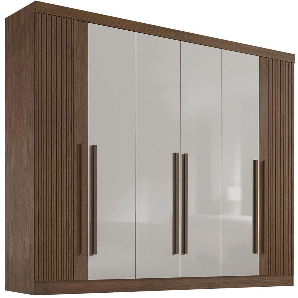 Guarda Roupa Da Vinci Plus Ripado Castanho Off White 6 Portas 6 Gavetas D?doro