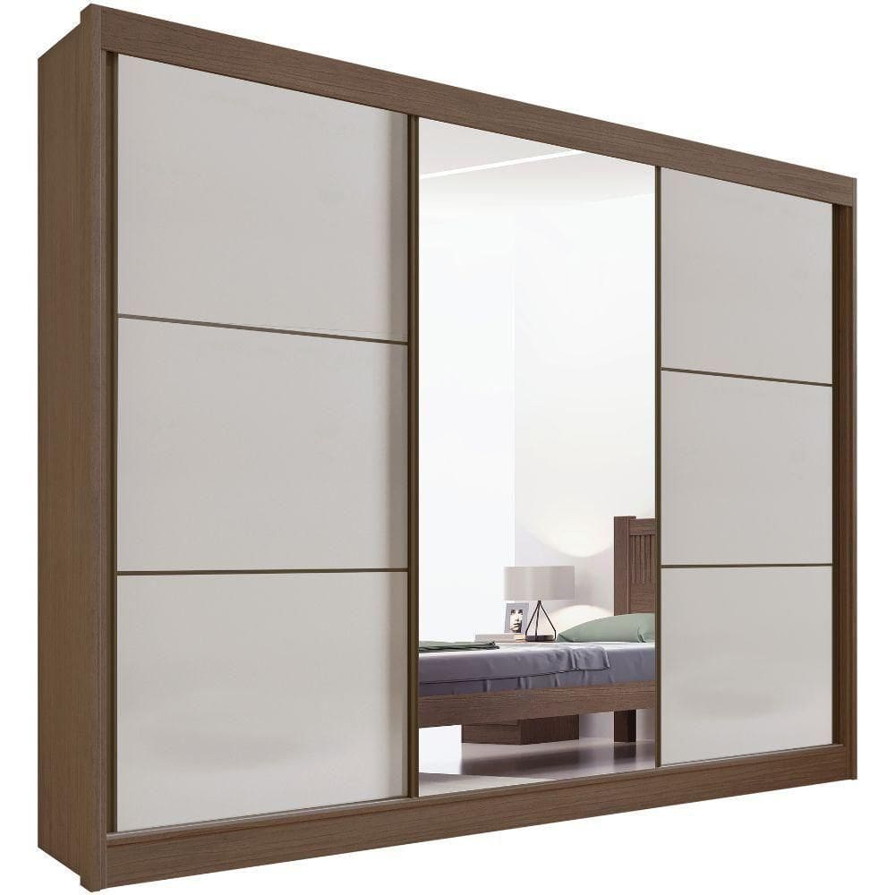 Guarda Roupa Los Angeles Castanho Off White 3 Portas 6 Gavetas D?doro