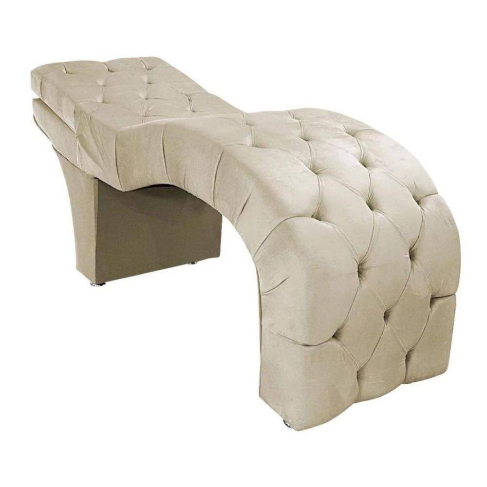 Maca Estética Estofada Reclinável Ergonômica Suede Ludmilla Bege