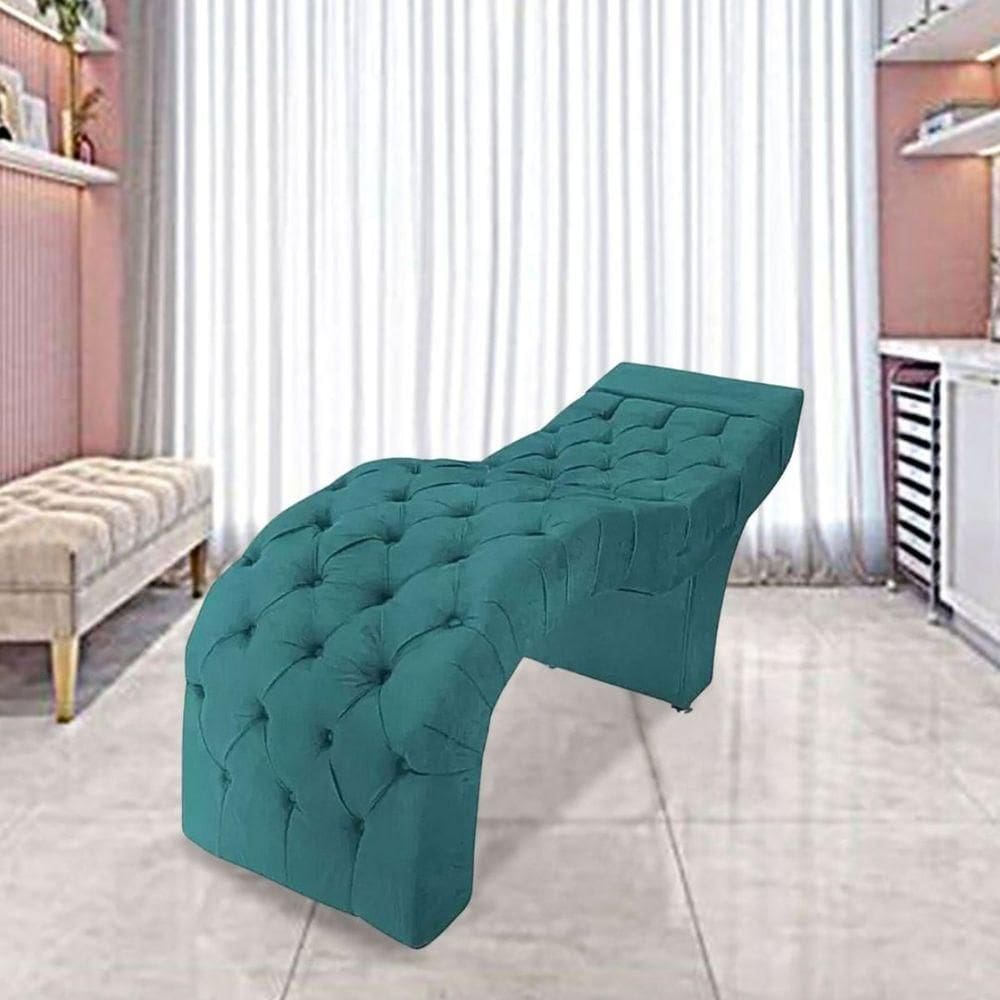 Maca Estofada Estética Cílios Salão Spa Suede Mirela Azul Turquesa