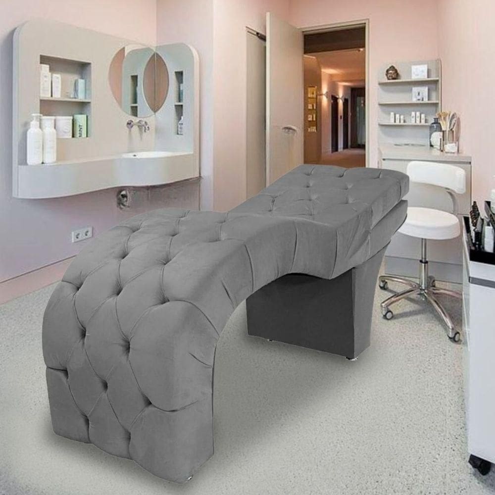 Maca Estética Estofada Reclinável Ergonômica Suede Ludmilla Cinza