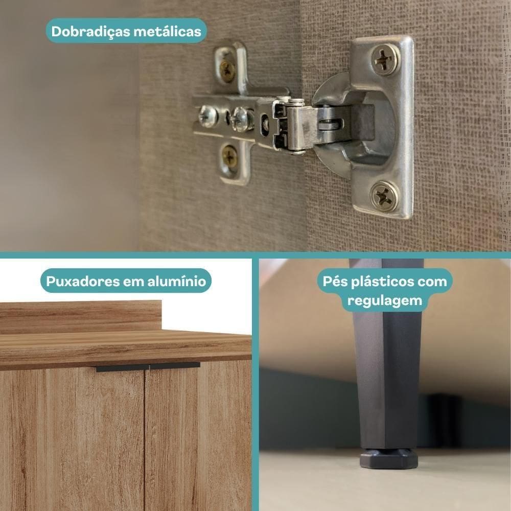 Balcão De Cozinha Miami 800mm 2 Portas Com Tampo Carraro Freijó