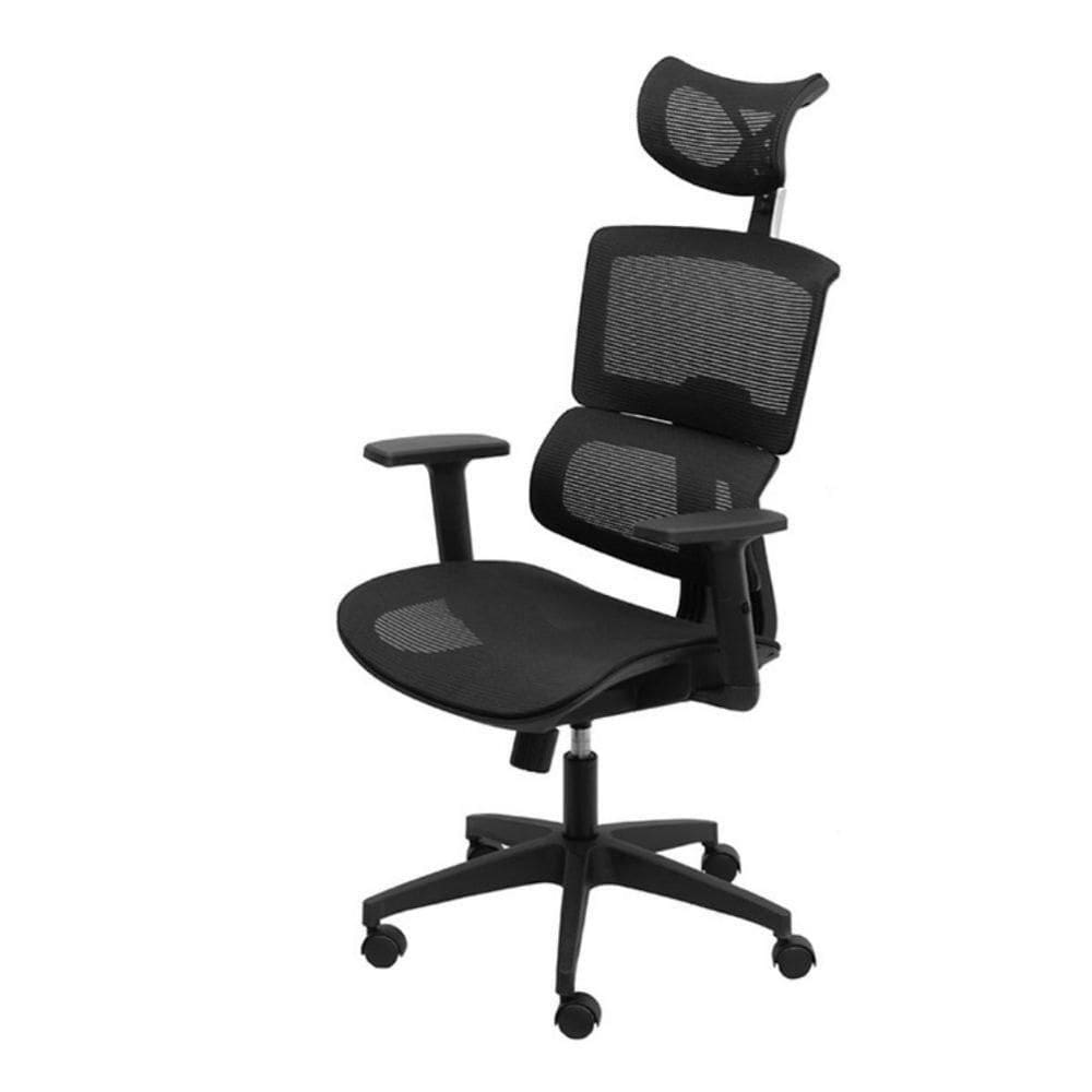 Cadeira Escritório Giratória Presidente Or Design Genebra Tela Mesh Preta Base Nylon Rodízio Preto