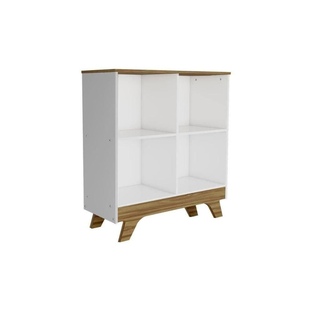 Estante Infantil Retrô 2869 C- 4 Nichos Branco-amendoa - Peroba