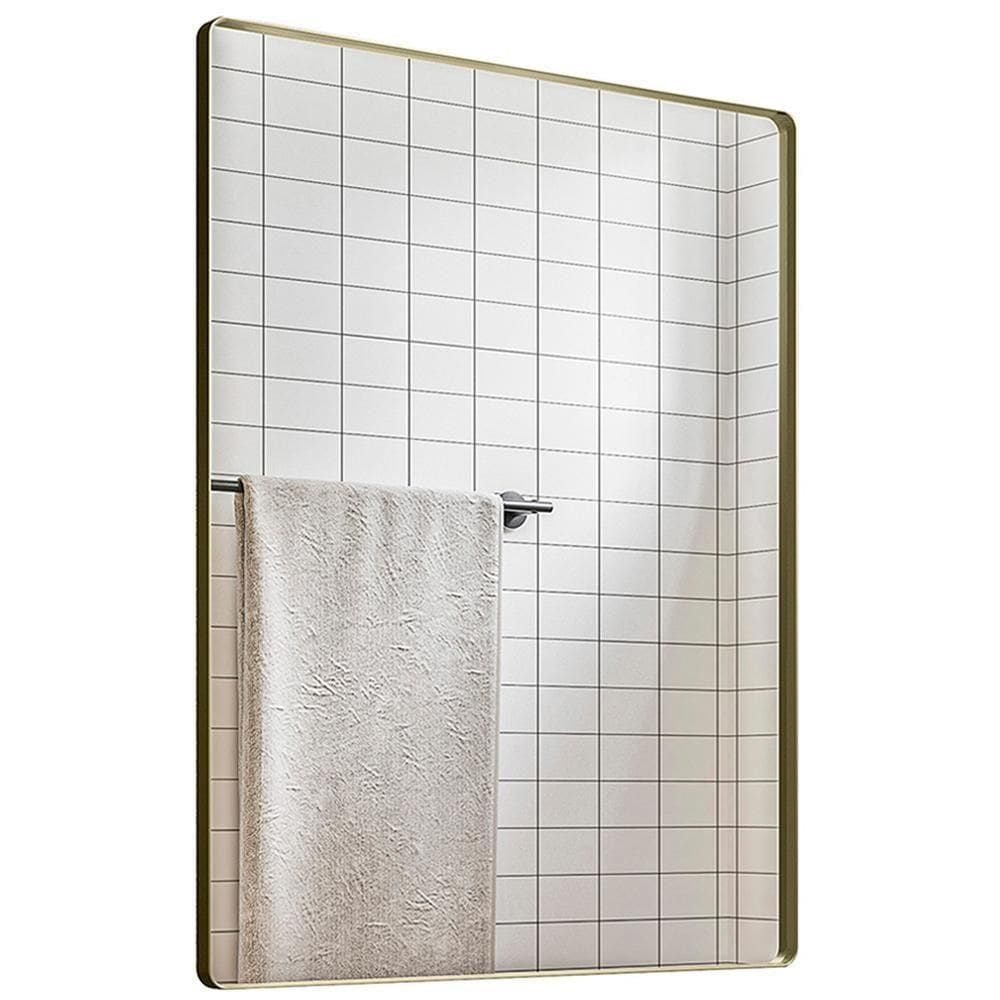 Espelho Decorativo Skkar Retang 92x62 Moldura 25 Cm Dourado Dhom Dourado