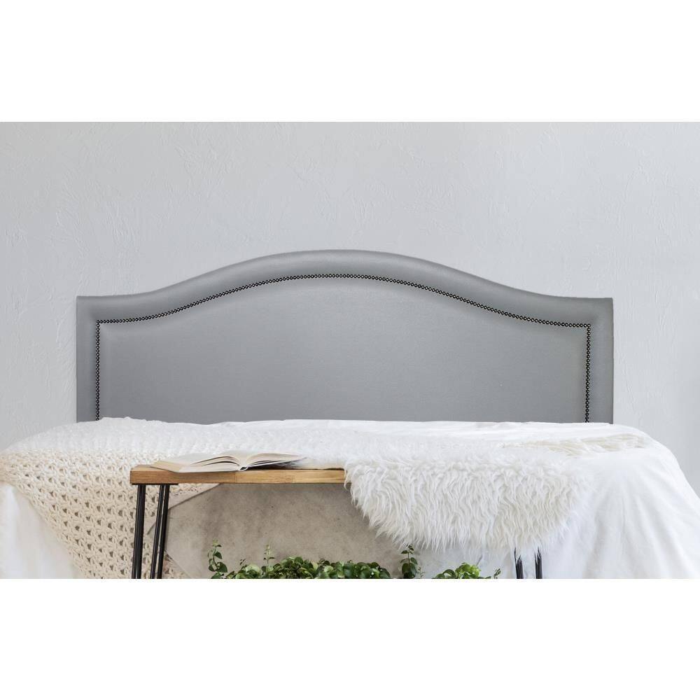 Cabeceira Queen Curva Luxo 160x60 Courino Cinza - Tachas Fumê