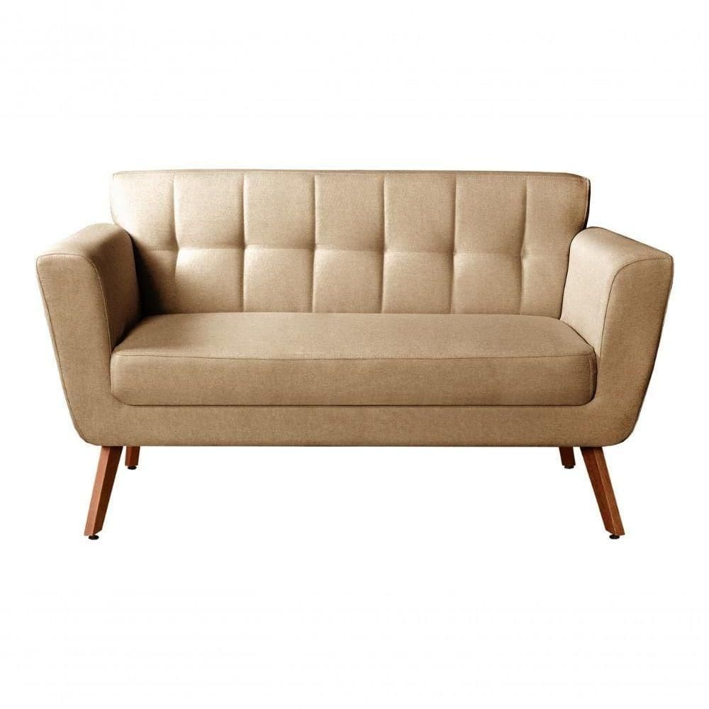 Namoradeira Sofá 2 Lugares Bruna Decoração Confortável - Linho Marrom 150