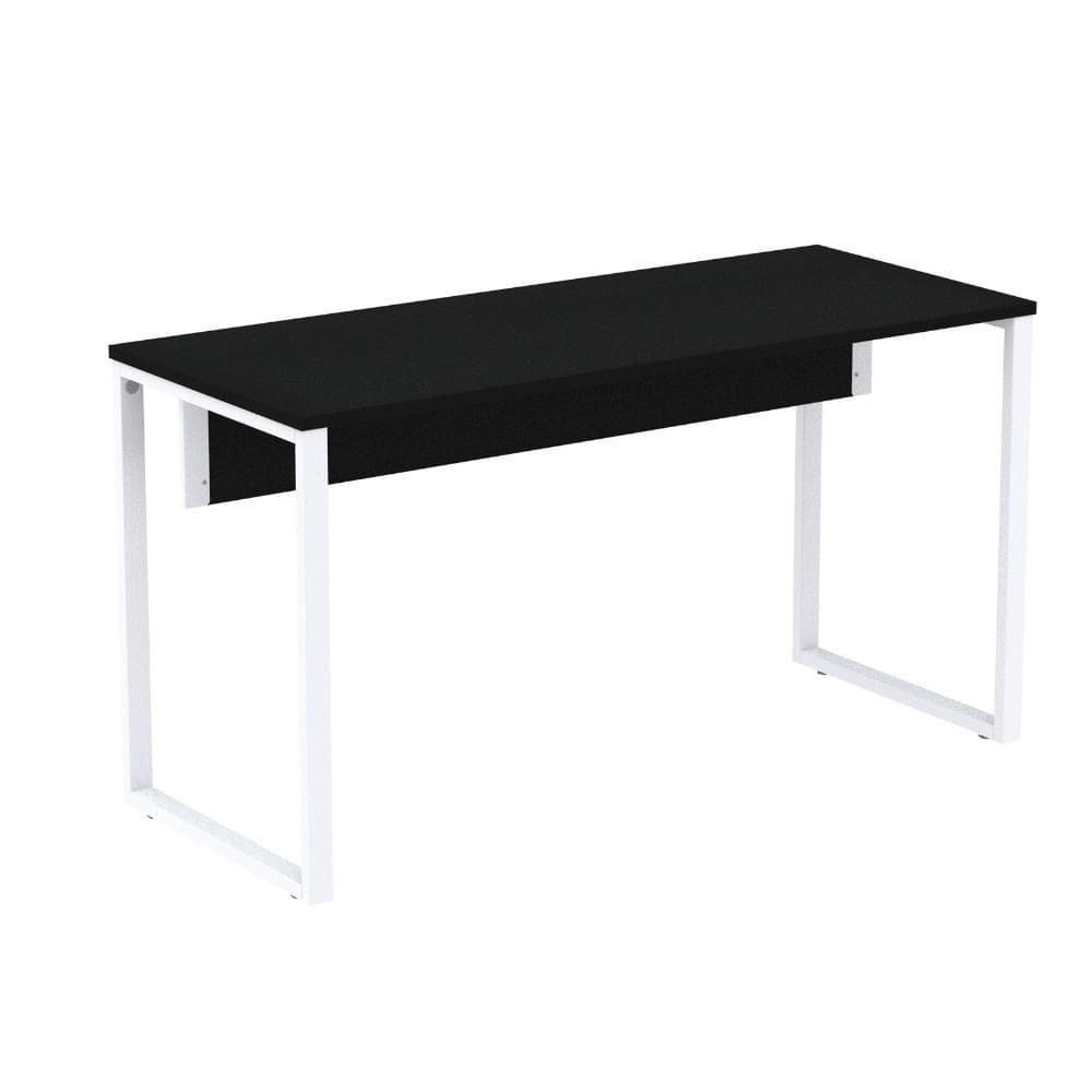 Mesa Escritório P25 Tub Pandin 150 Cm Largura X 70 Cm Profundidade Tampo Mdp Preto Pé Aço Tubular Branco