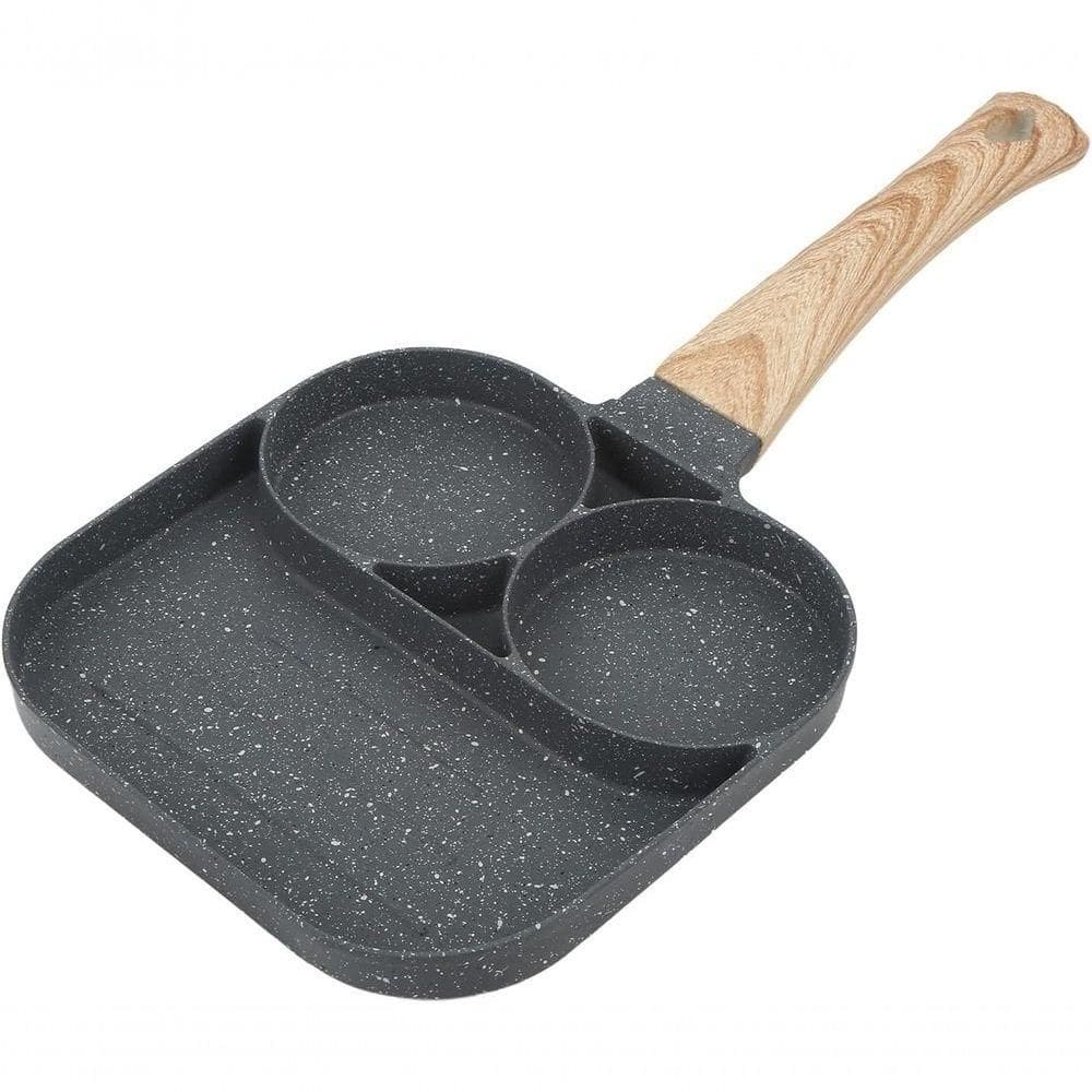 Frigideira Antiaderente 3 Furos P- Ovo, Panqueca, Hambúrguer E Café Da Manhã Multifuncional