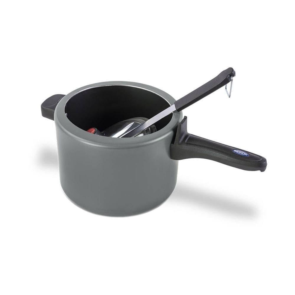 Panela De Pressão Brinox Antiaderente Ceramic Life Vapt 4,5 Litros 20 Cm Cinza Cinza