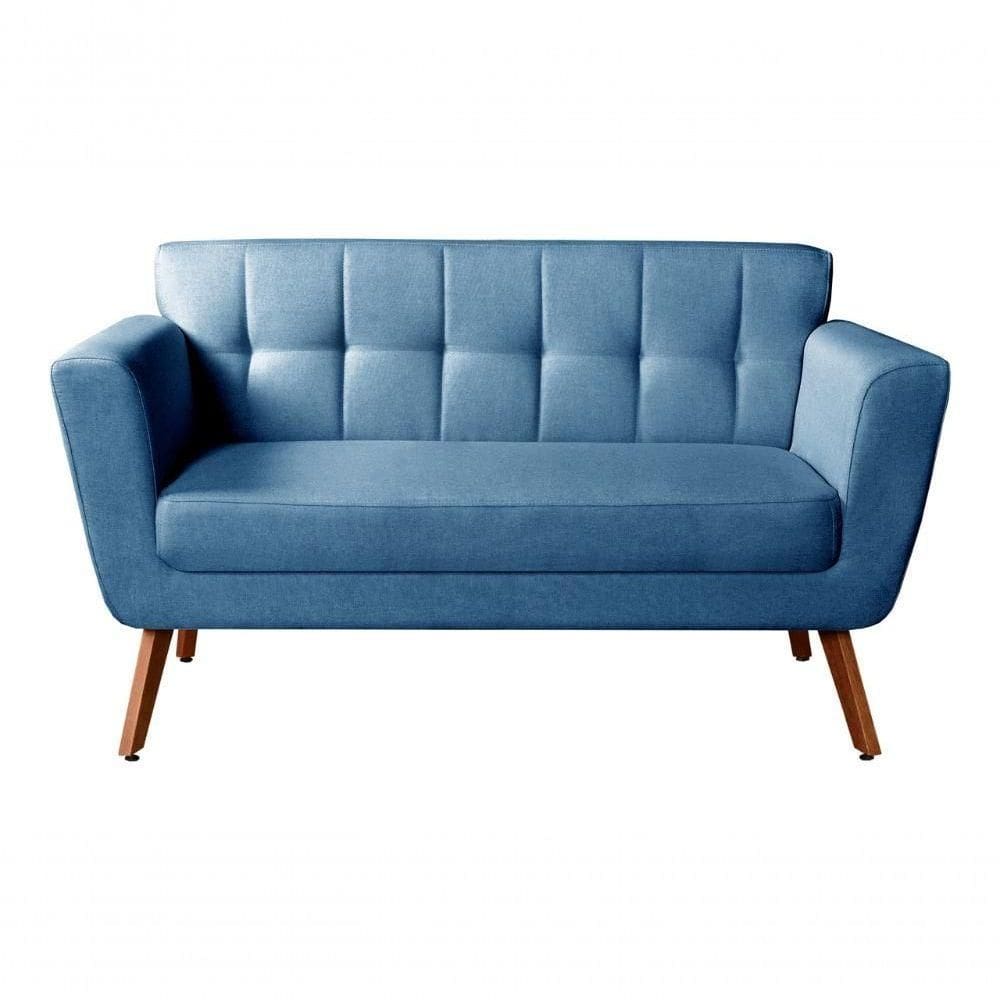 Namoradeira Sofá 2 Lugares Bruna Decoração Confortável - Linho Azul 330