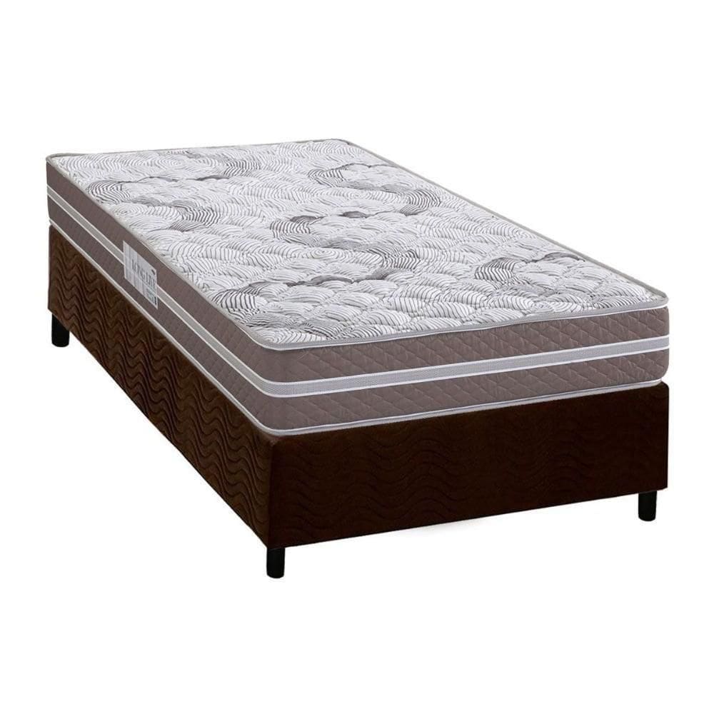 Cama Box Solteiro: Colchão Espuma D33 Herval Long Live + Base Crc Suede Brown (88x188)