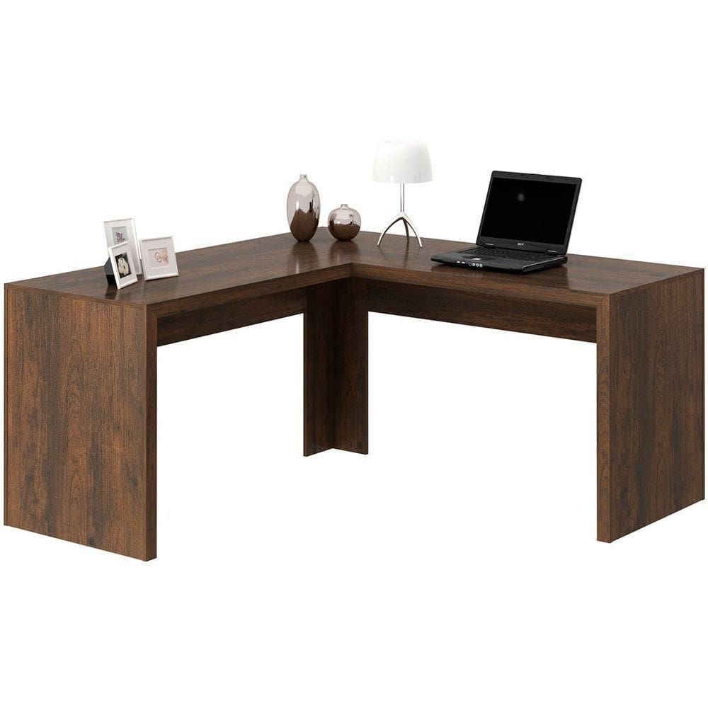 Mesa De Canto Para Escritório Em L Angular Mdp Rústico