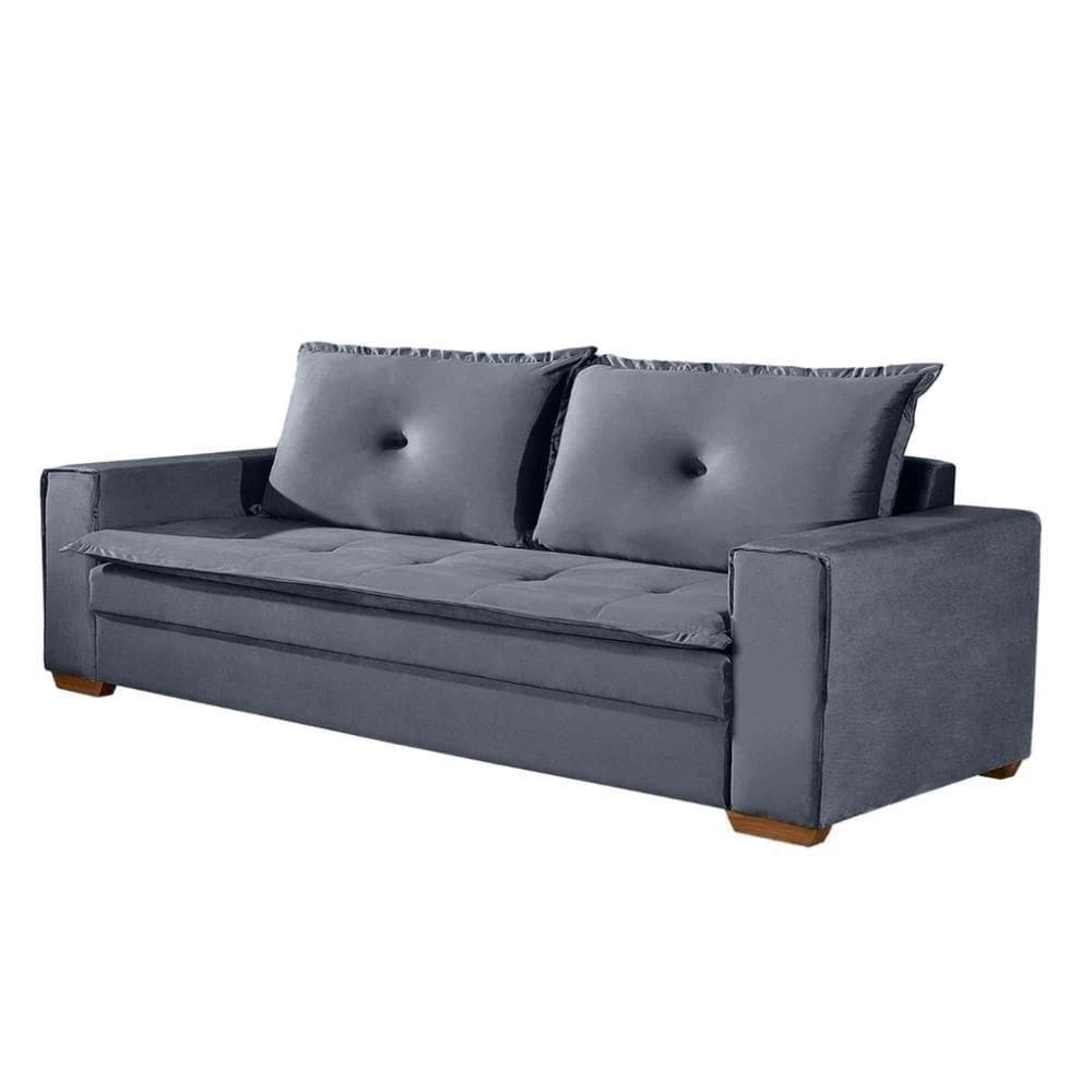 Sofá Unique 2,10m Com Pés De Madeira 3 Lugares Confortável