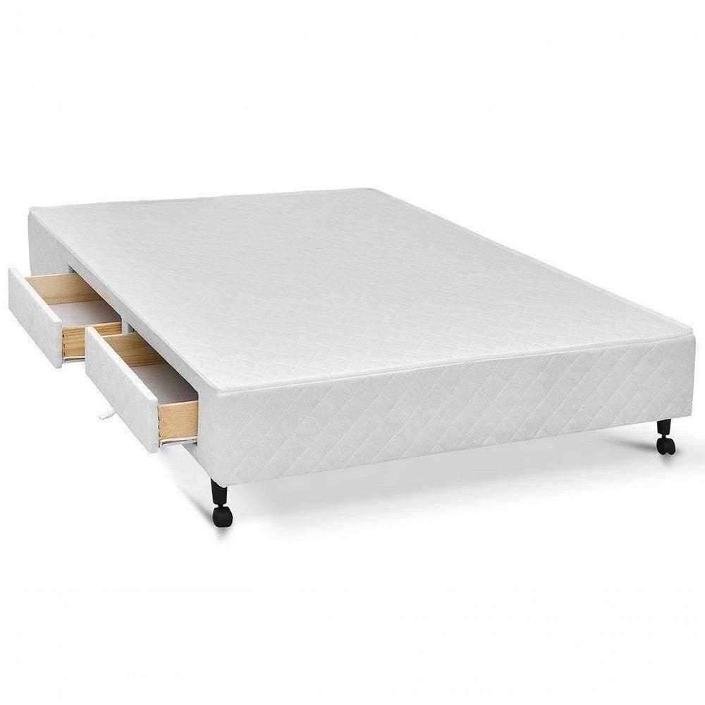 Cama Box Castor Casal Poli Branco Com 2 Gavetas 138x188x27cm