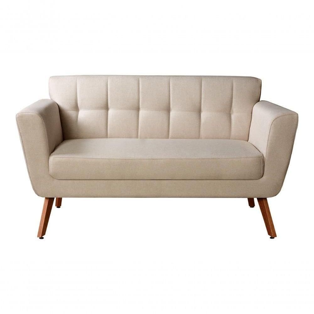 Namoradeira Sofá 2 Lugares Bruna Decoração Confortável - Linho Bege 140