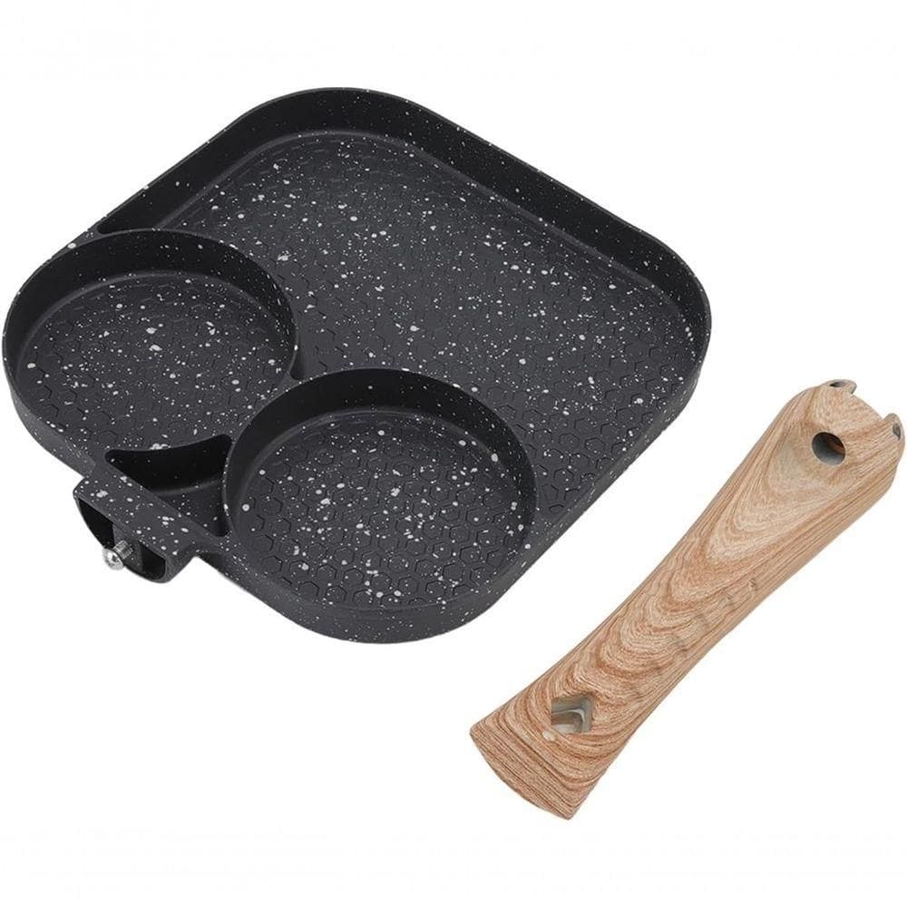 Frigideira 3 Em 1 Dividida P- Ovos, Bife E Café Da Manhã Antiaderente E Multifuncional