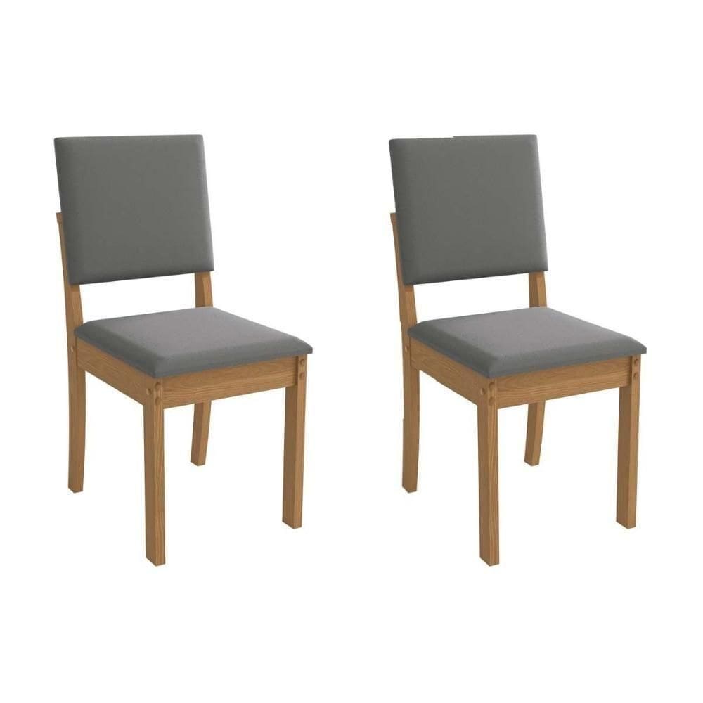 Cadeira Sala De Jantar Luna 2cad160 Madeirado Kit 2 Un Canela/suede Cinza - Kappesberg