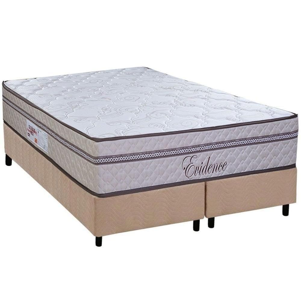 Cama Box Queen: Colchão Molas Ensacadas Paropas Evidence + Base Crc Suede Clean (158x198)