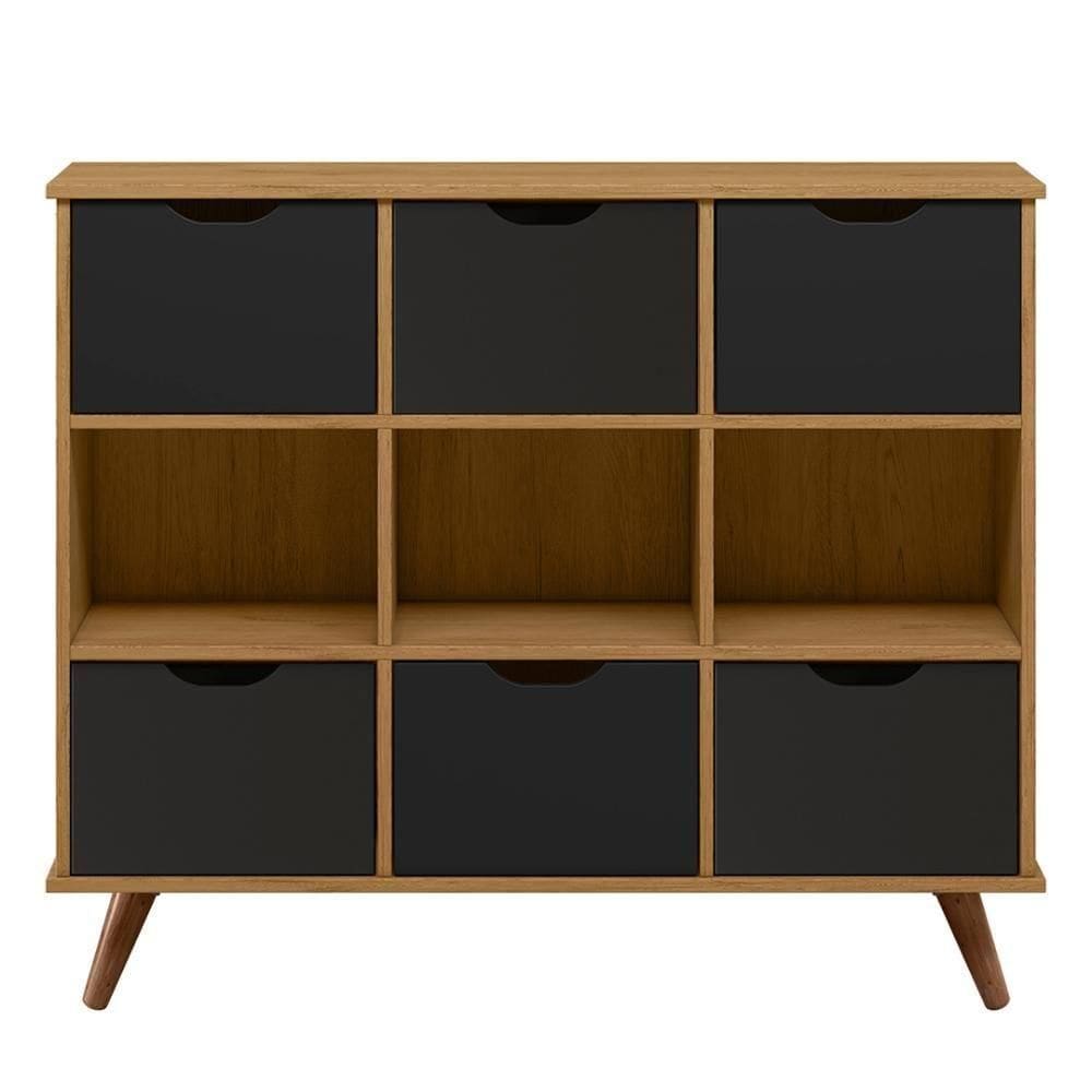Nicho Organizador Retrô 6 Gavetas Freijó/preto - Qmovi