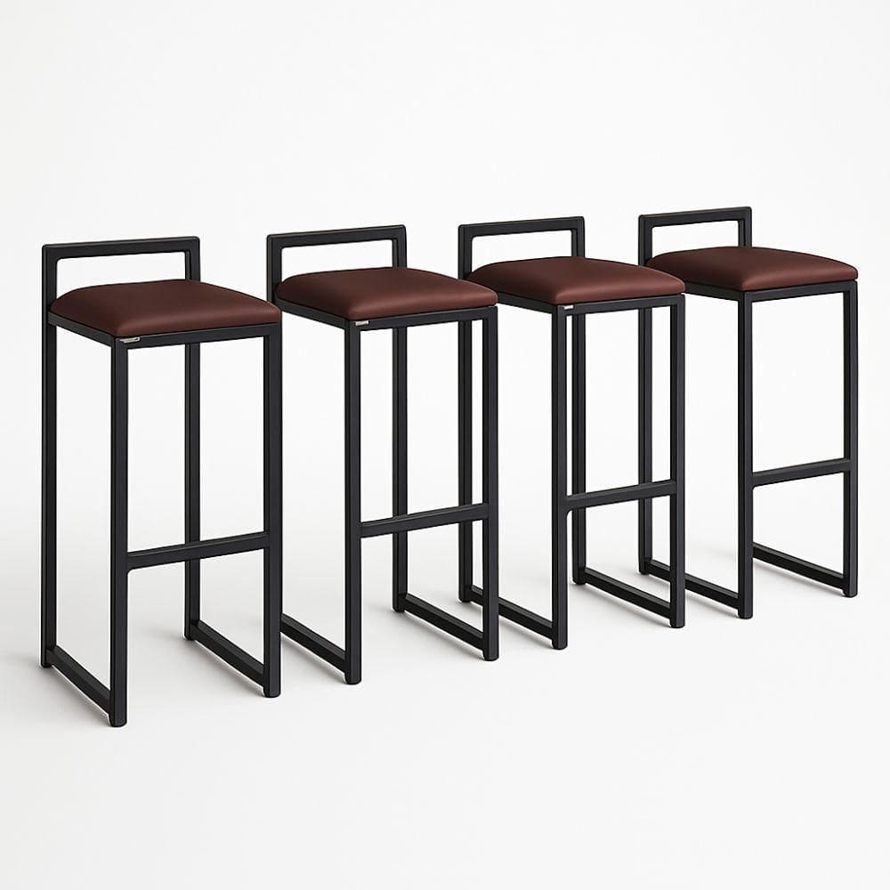 Kit 4 Banqueta Corino Balcão Industrial Cozinha Gourmet Bar Marrom