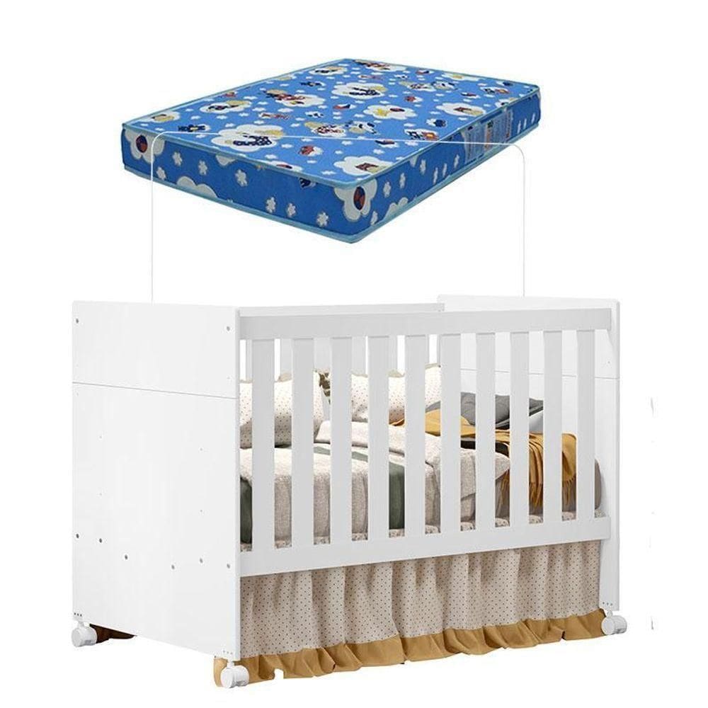 Berço Americano Katatau Branco Acetinado Com Colcão Ortobom ? Reller