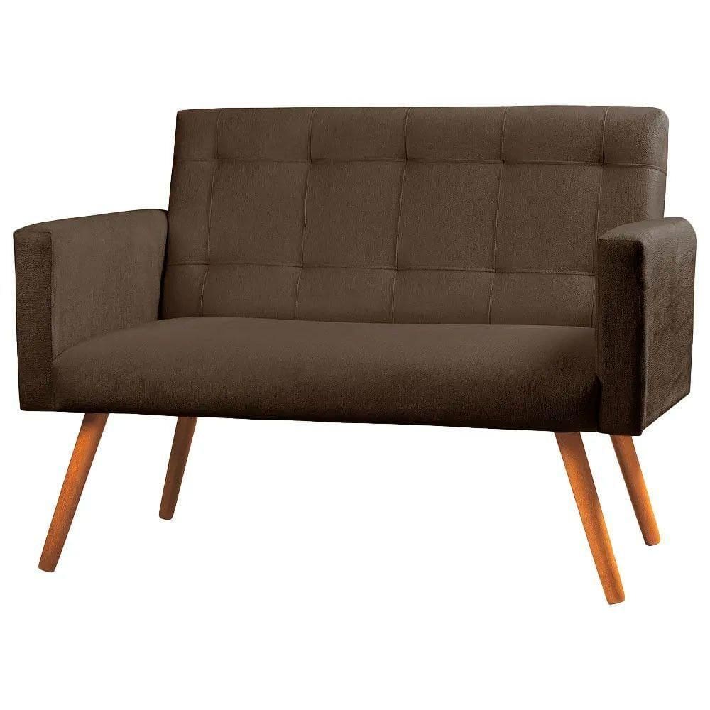 Sofá Namoradeira 2 Lugares Sabrina Veludo - Star Confort Marrom Chocolate