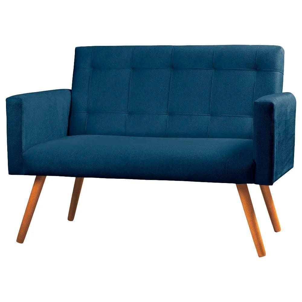 Sofá Namoradeira 2 Lugares Sabrina Veludo - Star Confort Azul