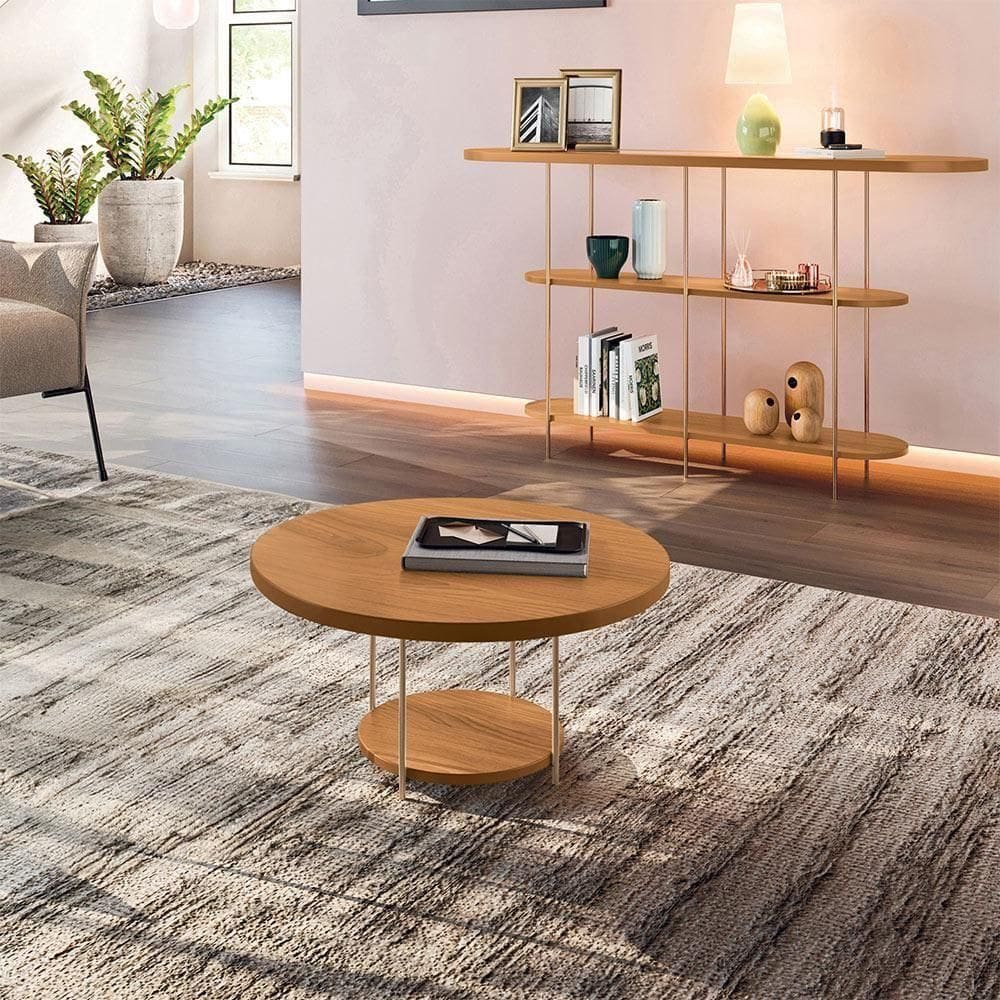Conjunto Decorativo Aparador E Mesa De Centro Walker Pés De Aço Tampo Mdf Cinamomo G26 - Gran Belo