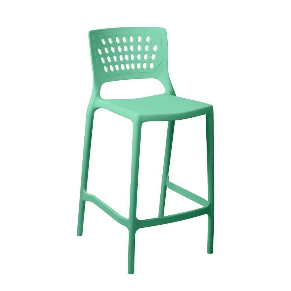 Banqueta Alta Para Bancada E Cozinha Turquesa Pastel Empilhável Marte Em Polipropileno Acrilys