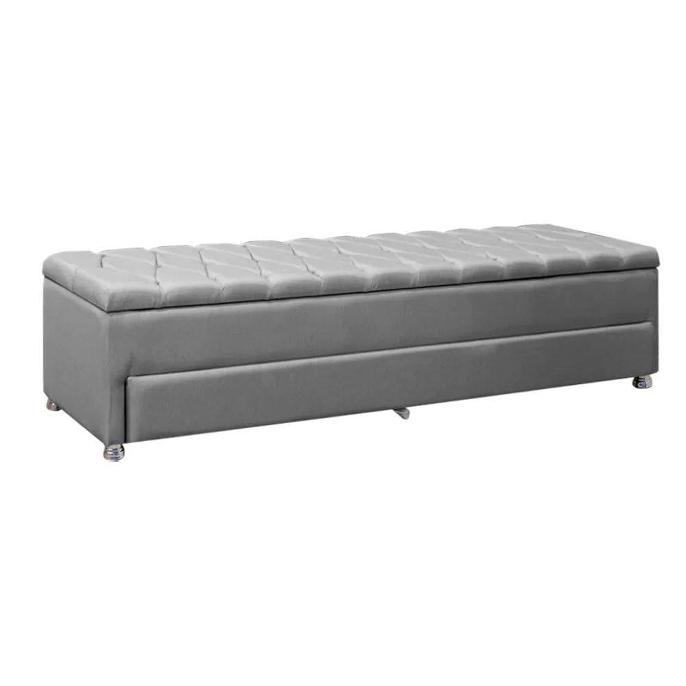 Calçadeira Sapateira Baú Munique 195cm De Largura Linho Star Confort Grafite