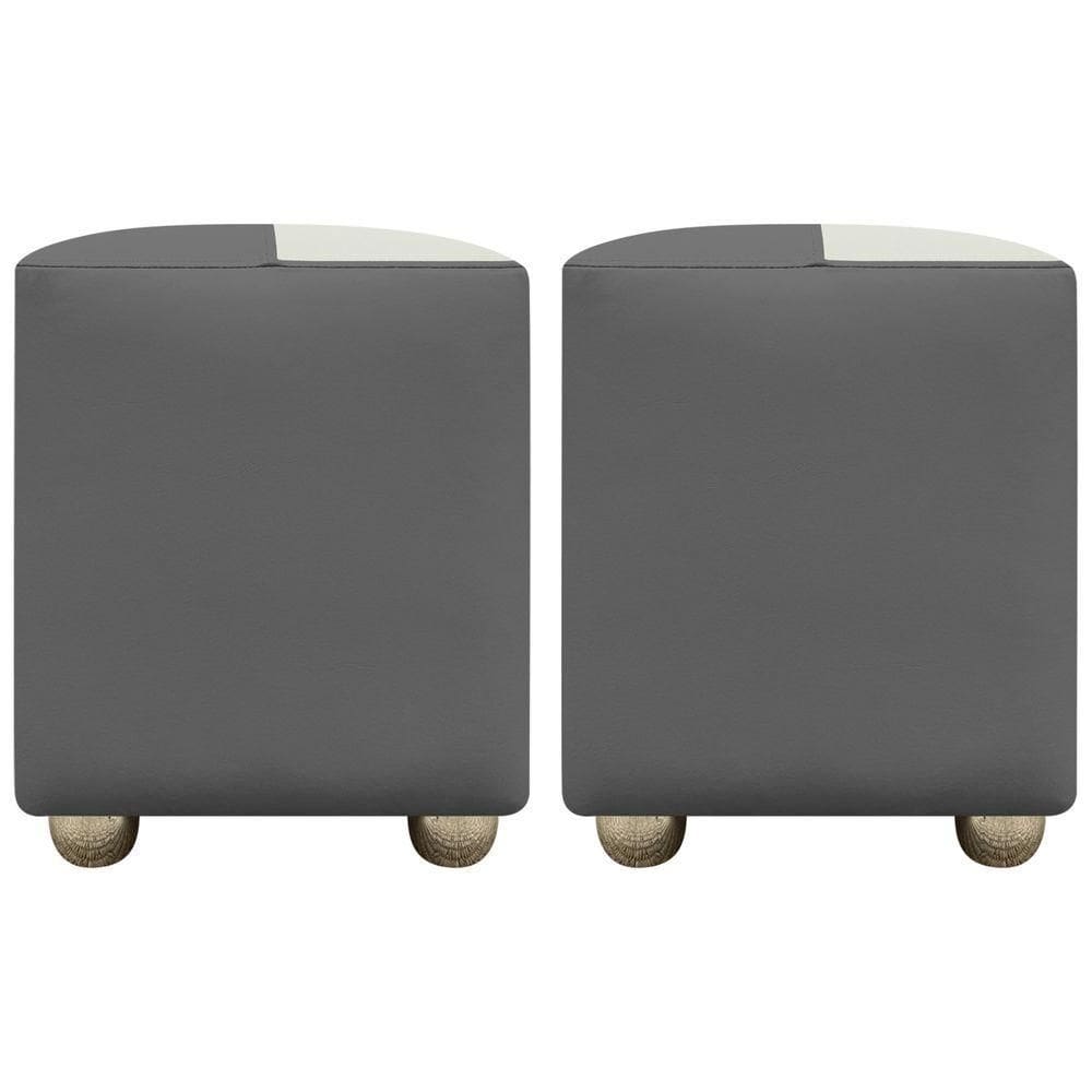 Kit 2 Puffs Decorativos Quadrado Urban - Cinza-Bege Corino