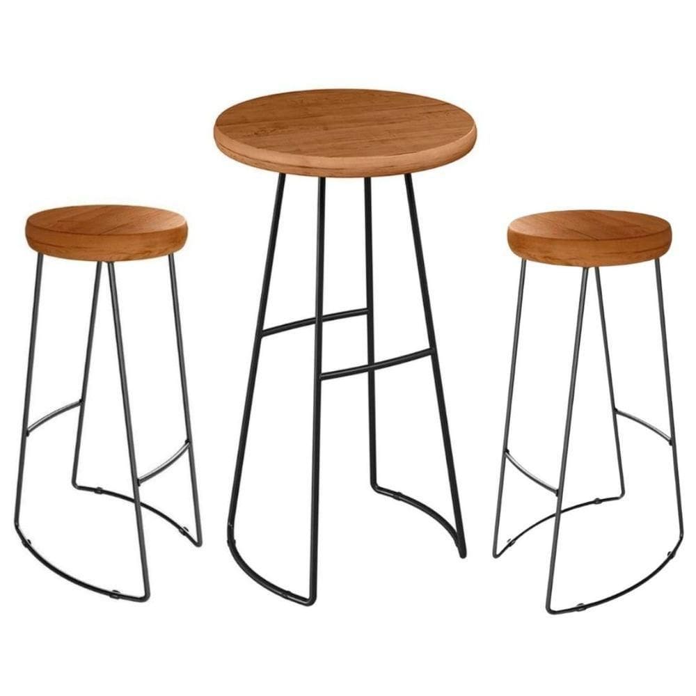 Mesa Bistrô Com 2 Banquetas Decorativas Aurora Peroba Preto