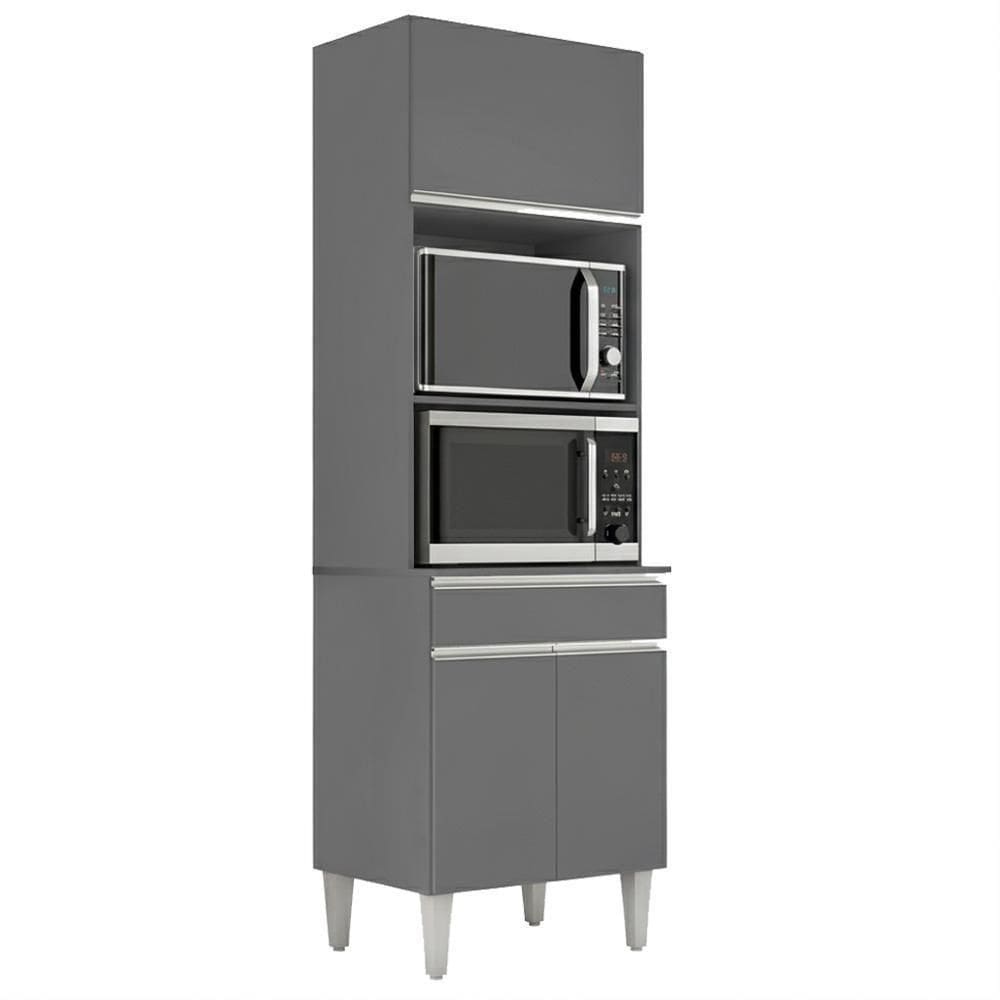 Torre Quente Para Forno E Microondas 202x61cm Andreia Cinza Reajl Móveis Cinza