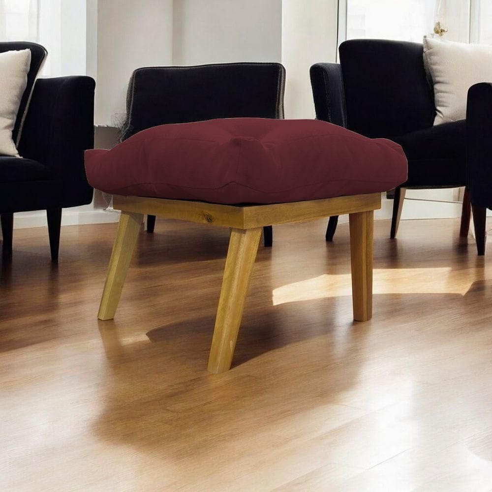 Puff Marty Decorativo Retangular Linho - Bordô Linho