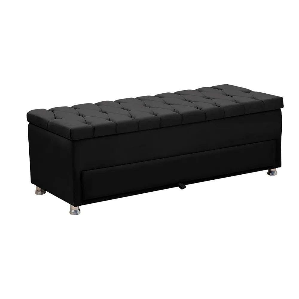 Calçadeira Sapateira Baú Munique Veludo 195cm De Largura Star Confort Preto