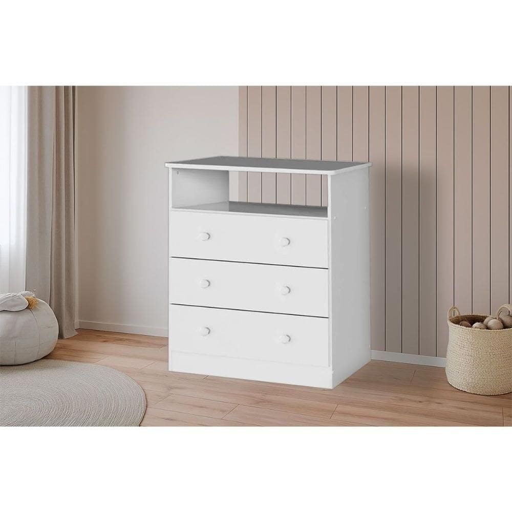 Cômoda Infantil Smim C- 1 Nicho E 3 Gavetas Branco - Peroba