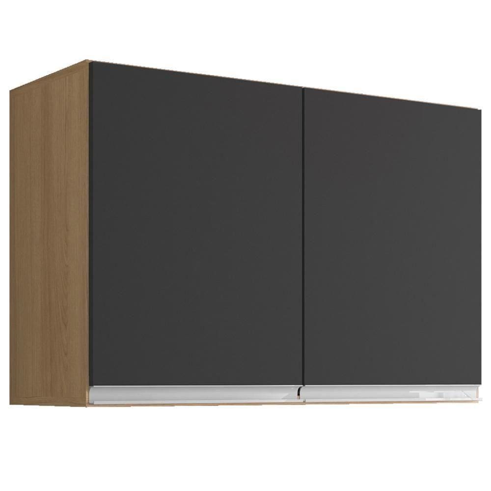 Armario Aéreo 2 Portas 80cm Andreia Amendoa Preto Reajl Moveis