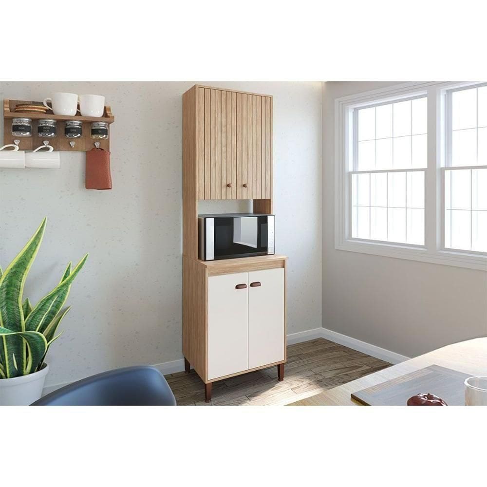 Paneleiro De Cozinha Modulado Torino C- 4 Portas 63cm -off White - Movelbento