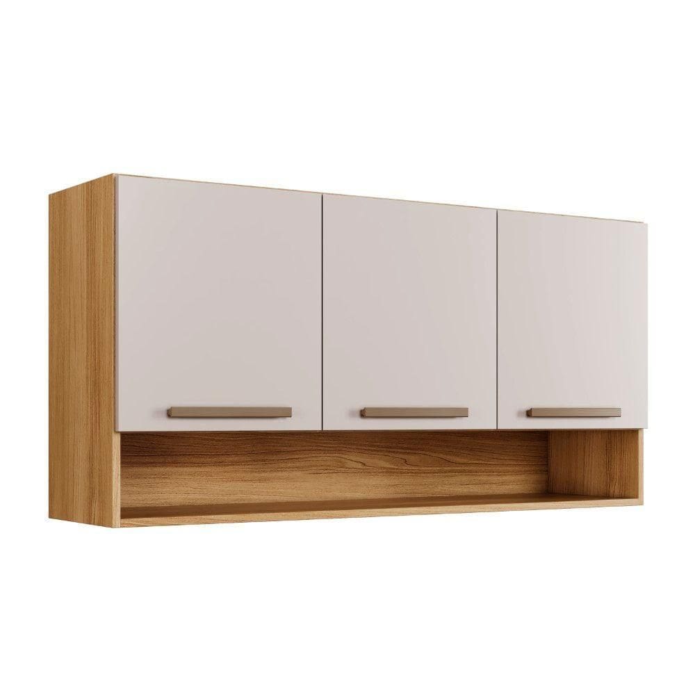 Armário Aéreo New 3 Portas Arte Móveis Cinamomo/off