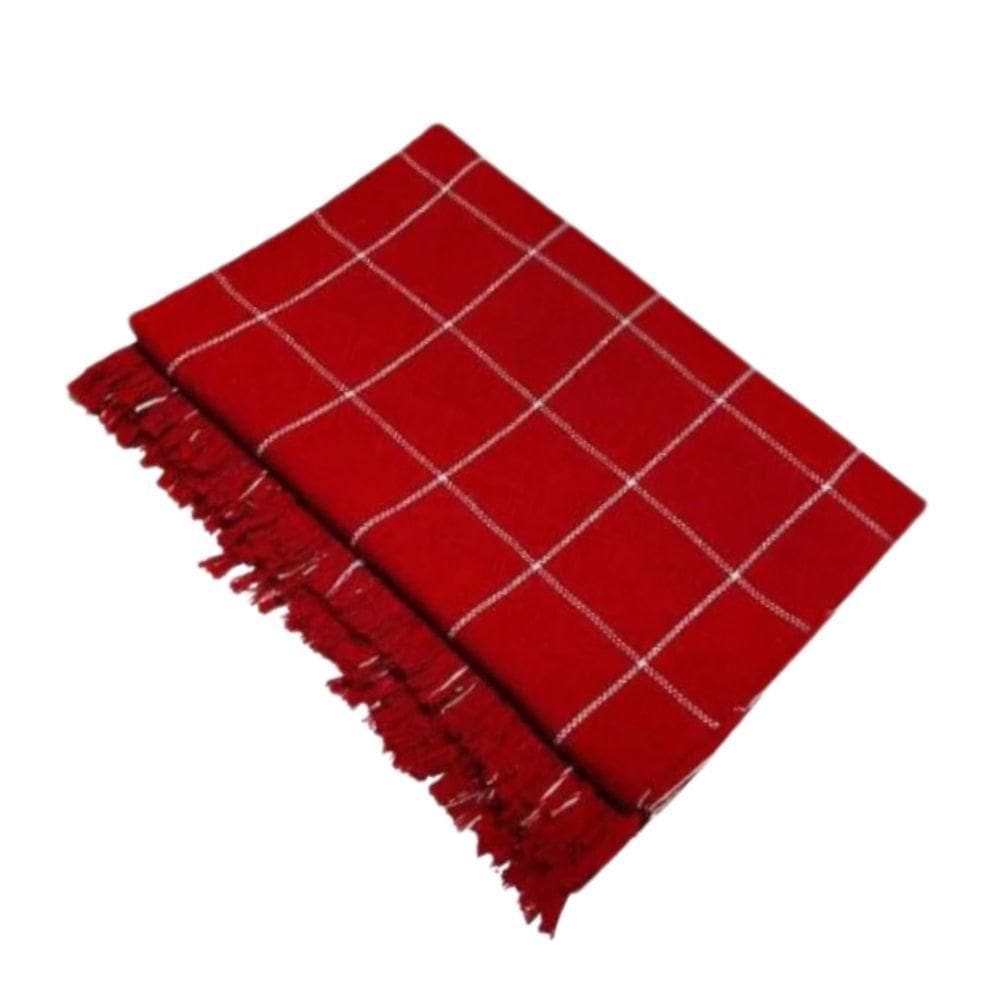 Manta Para Sofá E Cama Grande 2 E 3 Lugares 2,40x1,80 De Luxo Protetora De Sofa Gigante Listrada Vermelho Com Branco