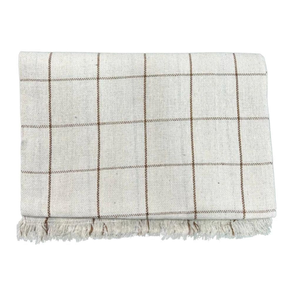 Manta Para Sofá E Cama Grande 2 E 3 Lugares 2,40x1,80 De Luxo Protetora De Sofa Gigante Listrada Cru Com Caramelo