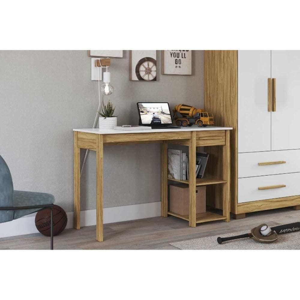 Escrivaninha P- Escritório 7994 Branco-amendoa - Peroba