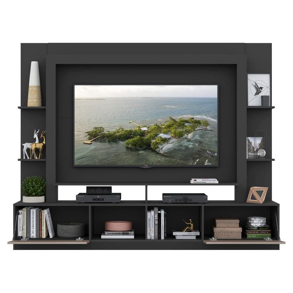 Rack com Painel Suporte 65´´ com Espelho Preto/Laca Fumê