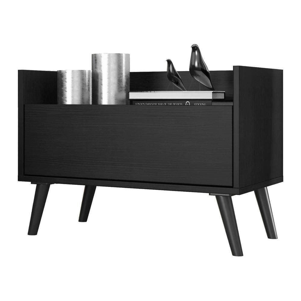 Mesa De Cabeceira 60Cm Retrô Multimóveis V3627 Preta Preto