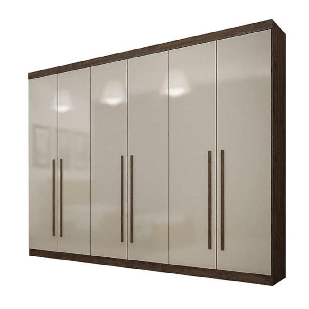 Guarda Roupa Casal 6 Portas 4 Gavetas Uberaba-canion - Off White Star Móveis