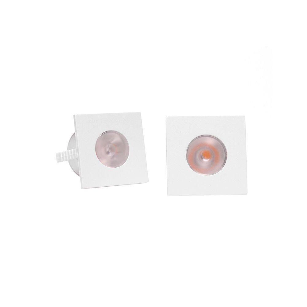Kit 2 Spots De Embutir Para Móvel Taschibra Pik Quadrado Led 1w Bivolt Branco 3000k Luz Amarela 15090323